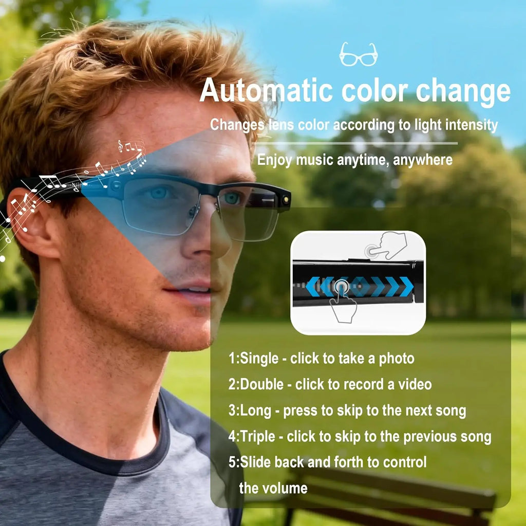 2026 New AI Smart Glasses 800W HD Camera Glasses Photo Recognition Video Record Translation Call Waterproof Sunglasses Men Women