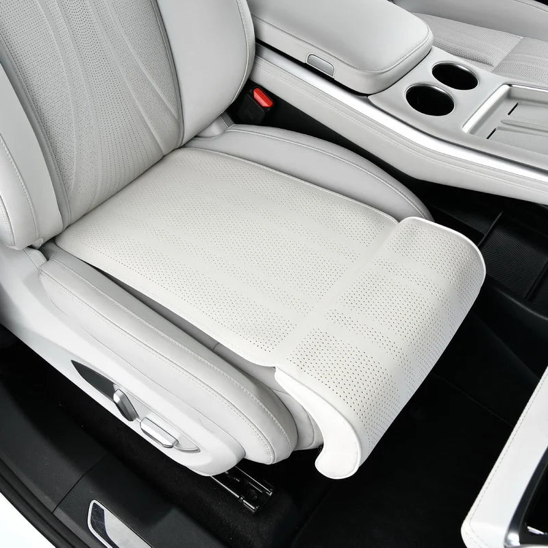 Universal Leather Car Seat Cover with Leg Support, Breathable Non-slip Padding, Relieve Fatigue Seat Cushion Protector
