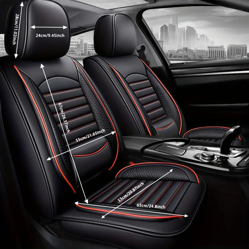 Universal Leather Car Seat Covers for SUVs  Sedans Trucks Breathable Elegant Easy-Clean Comfortable Fit Airbag Port Waterproof