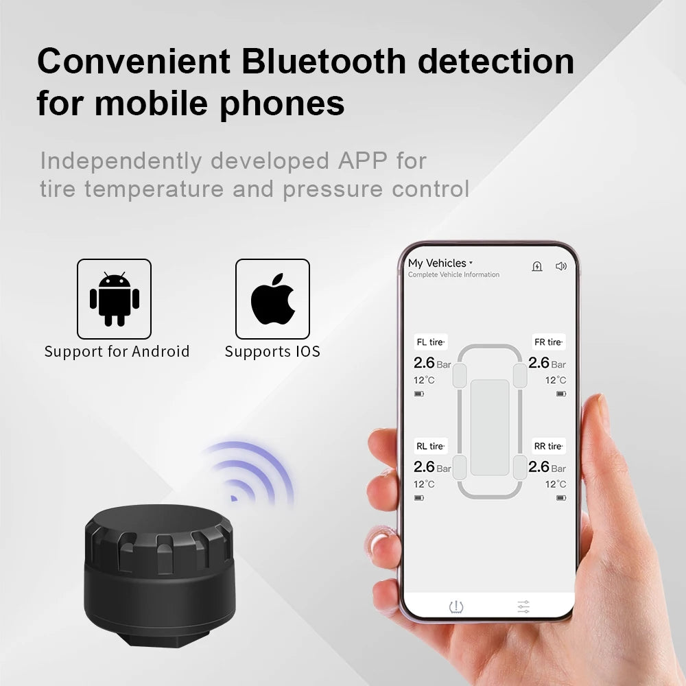 2026 Bluetooth External Tire Pressure Monitor BT TPMS Sensor For Motorcycle Car Van RV and Truck APP View 6 Major Abnormal Alarm - AliExpress 34