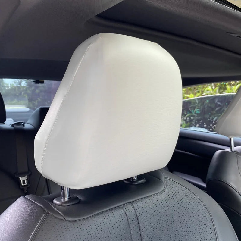 Universal Car Headrest Cover PU Leather Waterproof Dustproof Elastic Car Protect Seat Cap Taxi Car Interior Modified Seat Covers