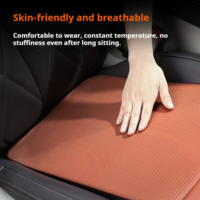 Universal Car Seat Cushion With C-Curve For Leg Support Seat Extender Breathable Perforated Leather Cover Memory Foam Seat Cover