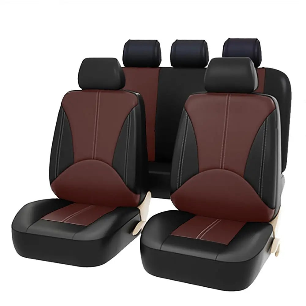 Universal Car Seat Cover With Full Protection, Pu Quilted Leather, Suitable For All Seasons, With Quilted Decorative Design