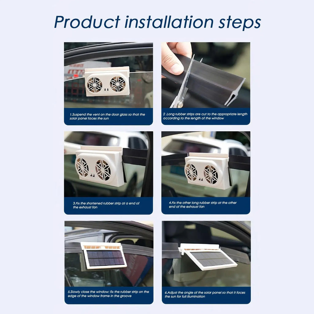 Portable Solar Car Cooler Fan USB Rechargeable Automobile Air Vent Ventilator Cooling Fans Outer Solar Panel Auto Electronics