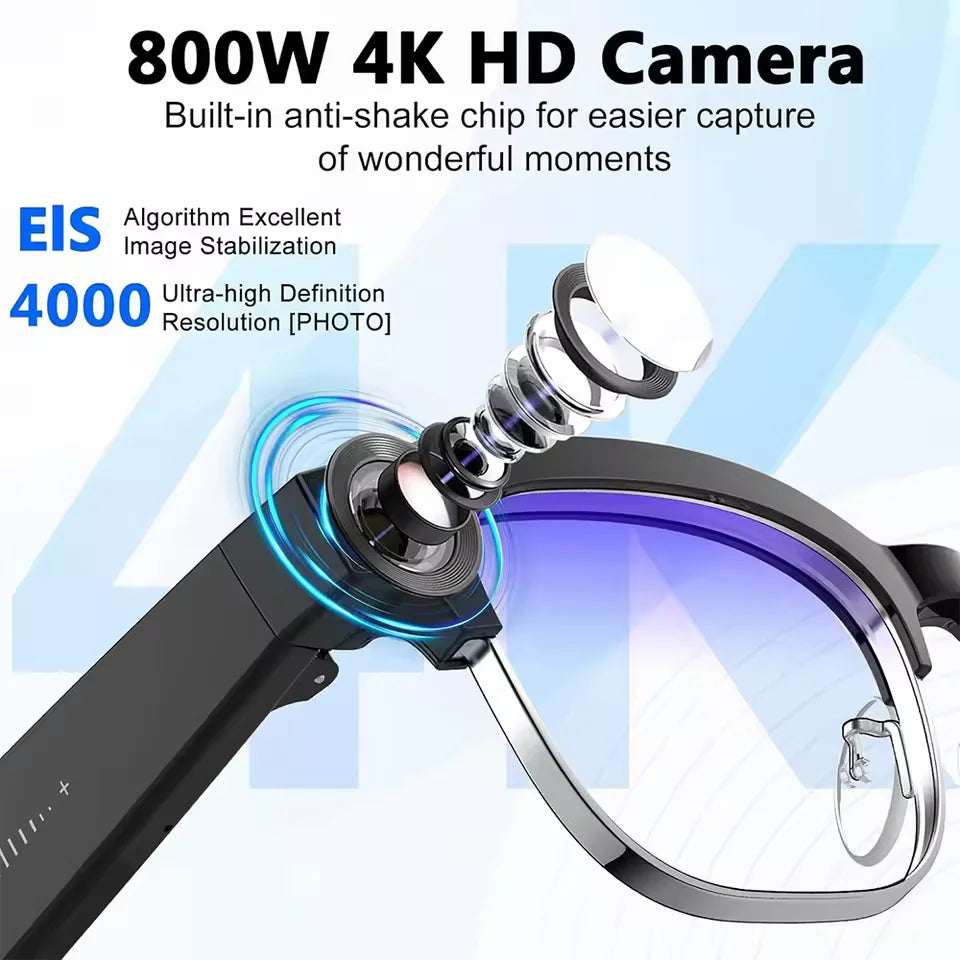 2026 New AI Smart Glasses 800W HD Camera Glasses Photo Recognition Video Record Translation Call Waterproof Sunglasses Men Women