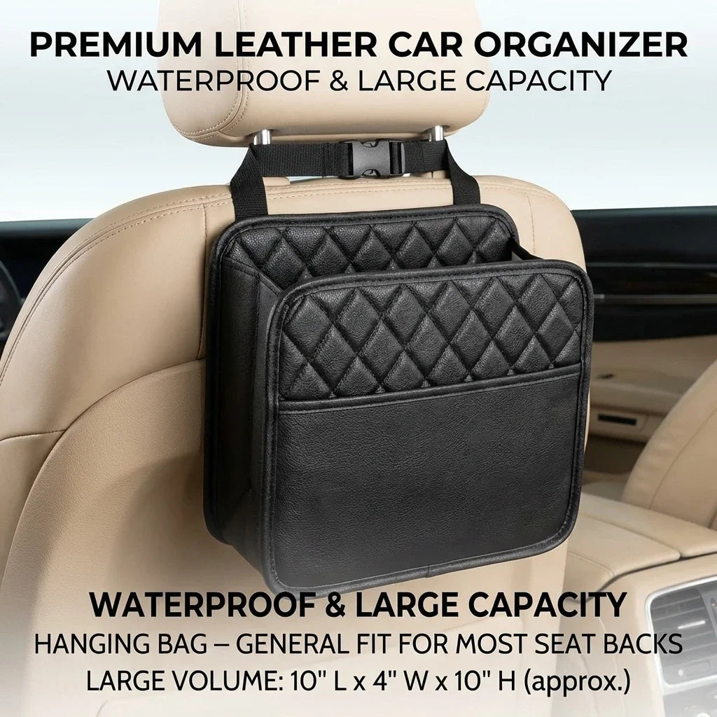 Universal Car Seat Storage Bag Leather Storage Bag Garbage Bag Storage bag Suitable for Most Car Models