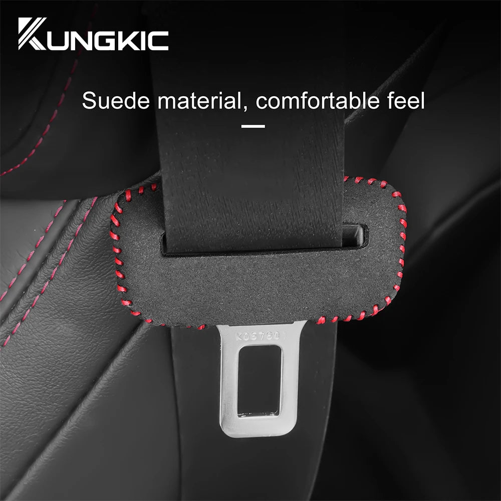 Universal Car Seat Belt Buckle Clip Protector leather Interior Button Case Anti-Scratch Cover Safety Accessories Small Size
