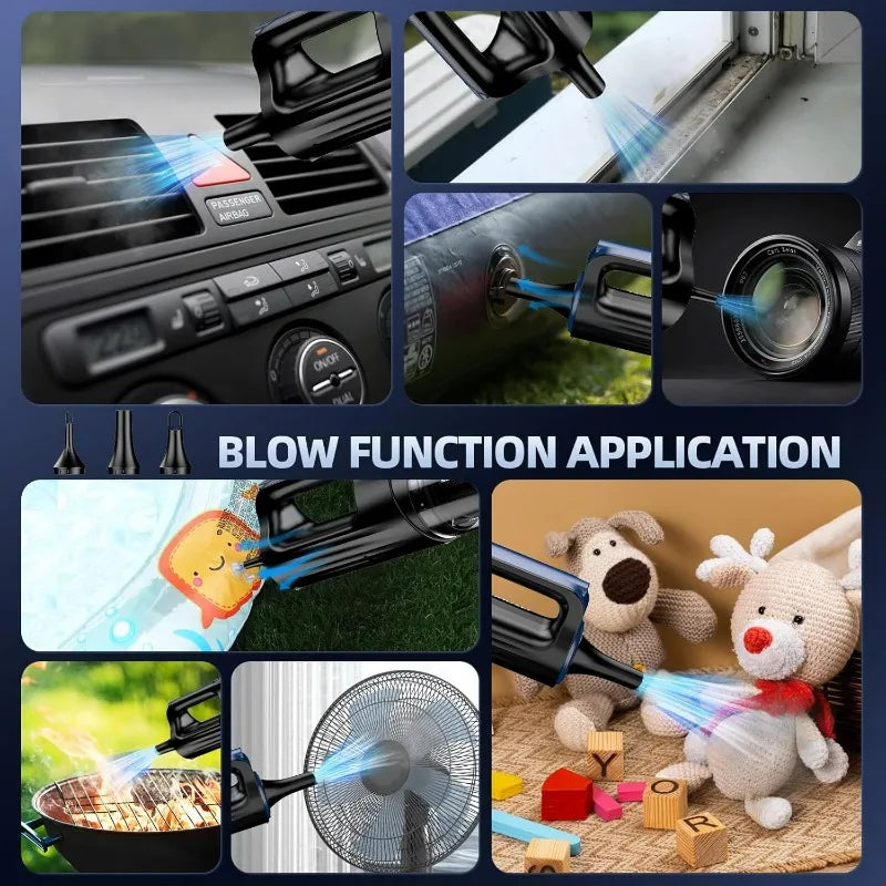 Car Vacuum Portable Cordless18000Pa 2 in 1 Vacuum CleanerAir Duster Handheld Vacuum Cordless Strong Suction Rechargeable