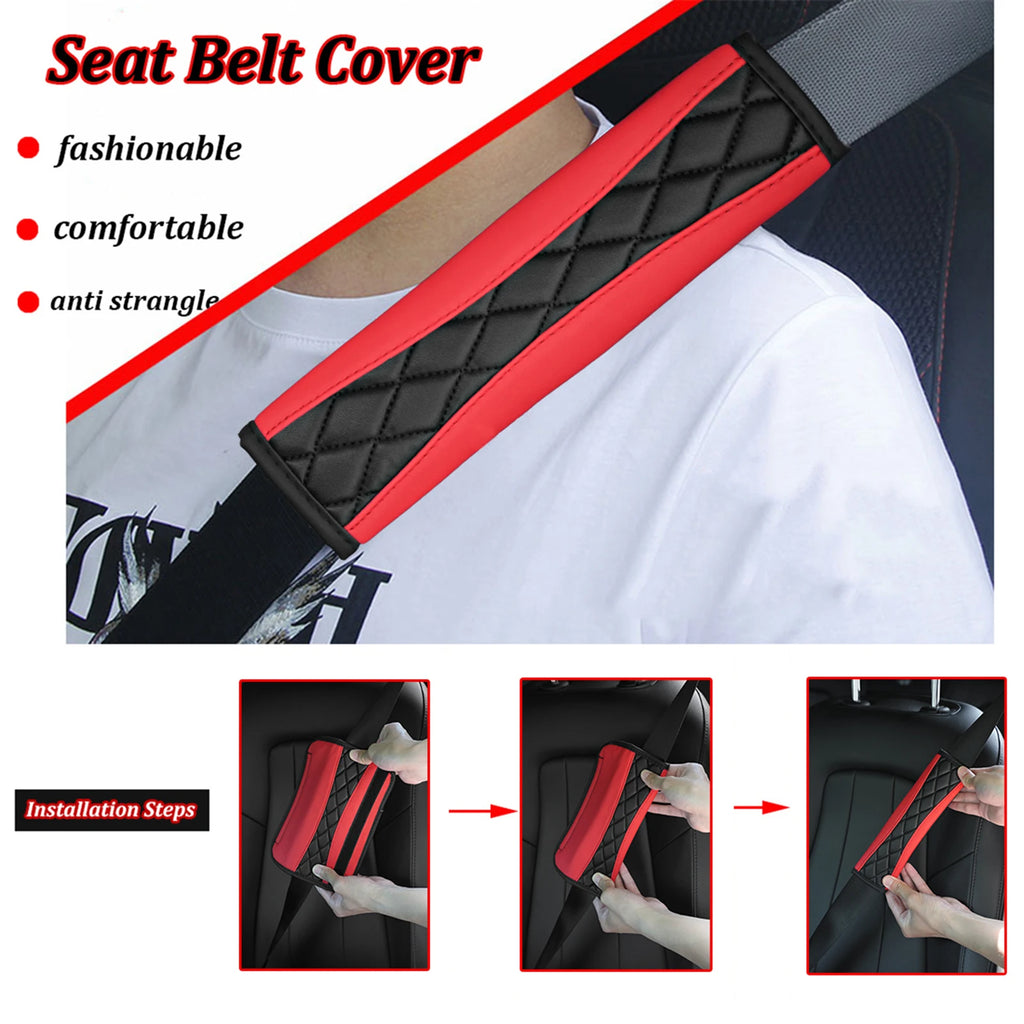 Universal PU Leather Car Seat Belt Cover Protector Two-tone Safety Belt Shoulder Pad Cushions Car Accessories