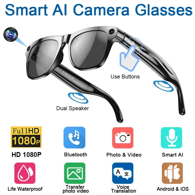 Lenovo AI Smart Glasses AI Translation 8MP HD Camera 4K Shooting Image Bluetooth Call Recording Music Smart Sunglasses 2026 New