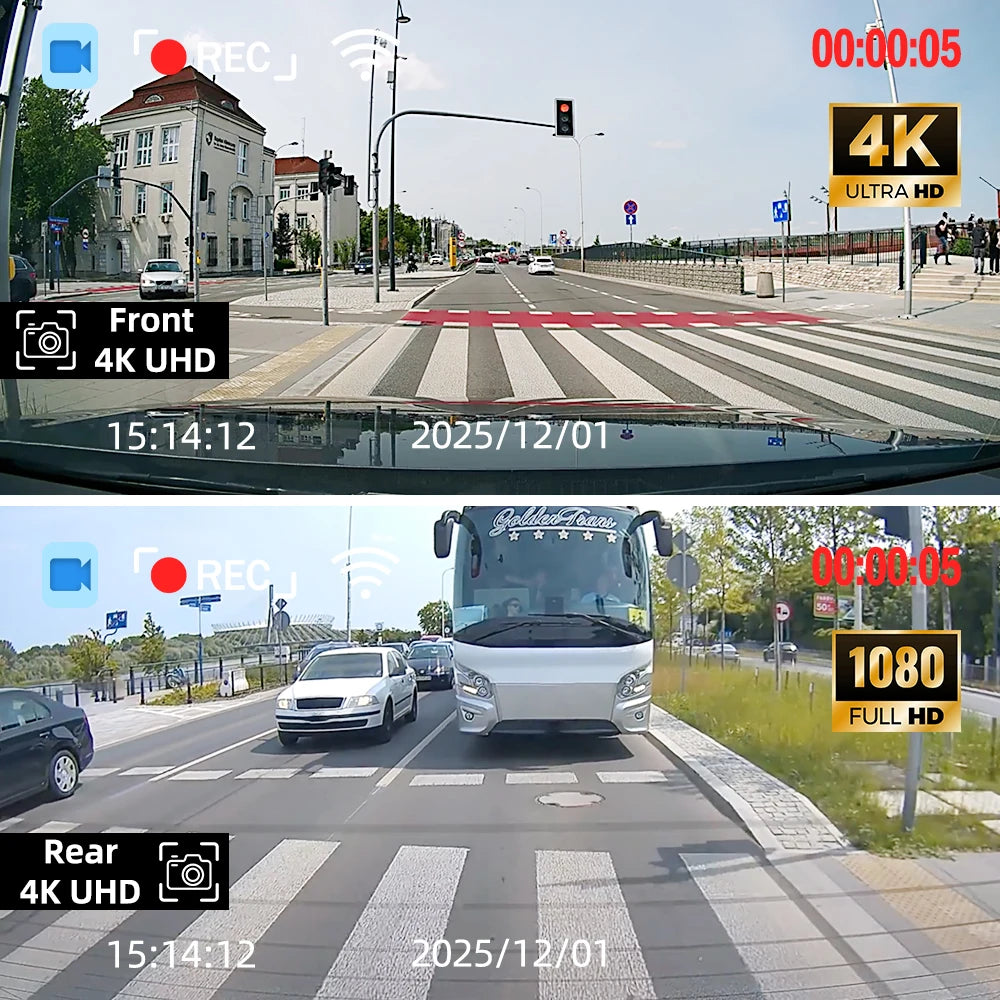 4K Front 1080P Rear Dual Dash Cam, WiFi App Control, Night Vision, G-Sensor, Motion Detection, 24H Parking, Car DVR for SUVs - AliExpress 34