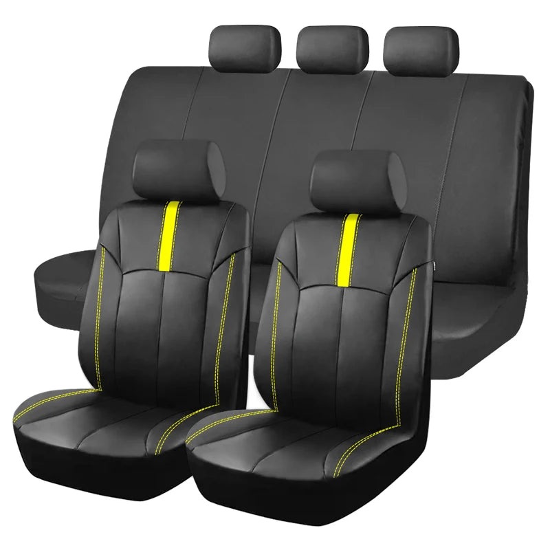 Universal PU Leather Car Seat Covers Fit For Most Car SUV Truck Van Accessories Interior Sporty Design PU Leather Seat Covers