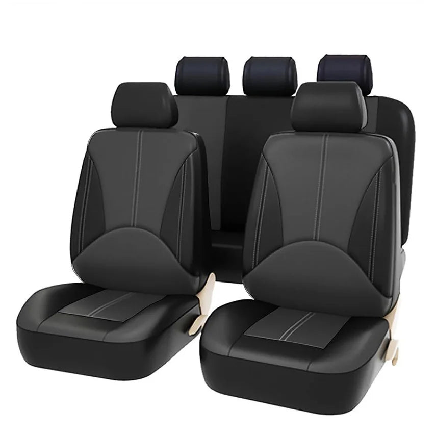 Universal Car Seat Cover With Full Protection, Pu Quilted Leather, Suitable For All Seasons, With Quilted Decorative Design