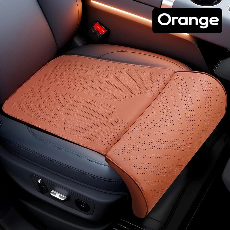 Universal Car Seat Cushion With C-Curve For Leg Support Seat Extender Breathable Perforated Leather Cover Memory Foam Seat Cover