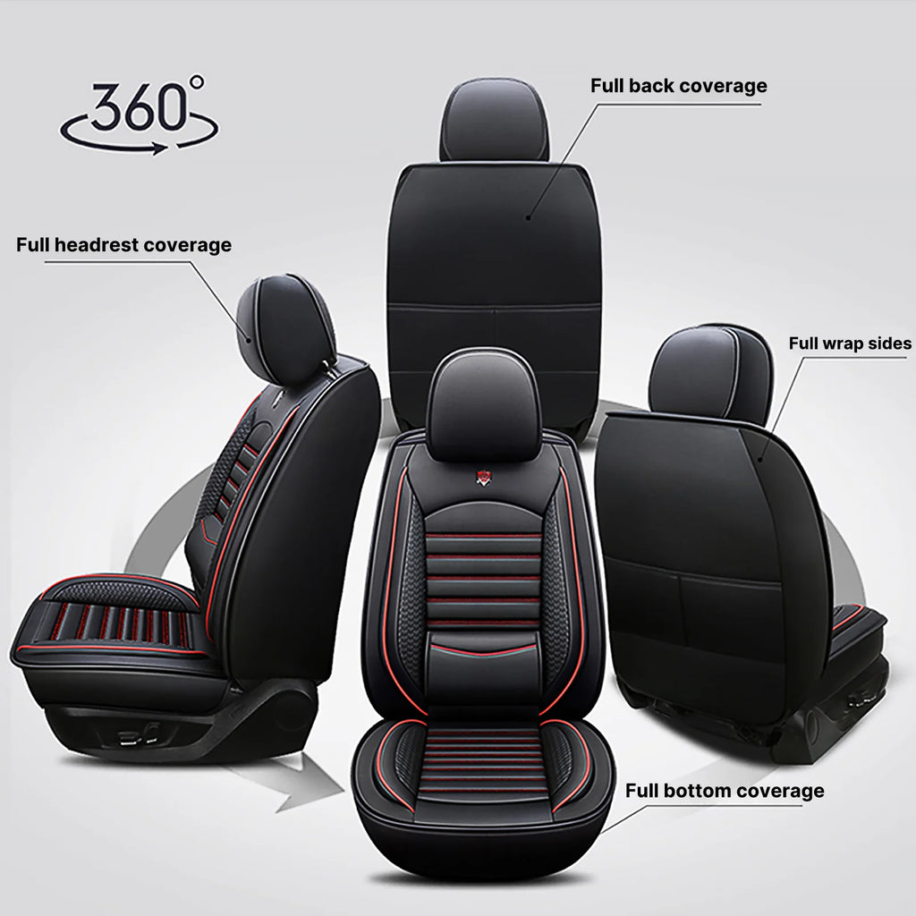 Universal Leather Car Seat Covers for SUVs  Sedans Trucks Breathable Elegant Easy-Clean Comfortable Fit Airbag Port Waterproof