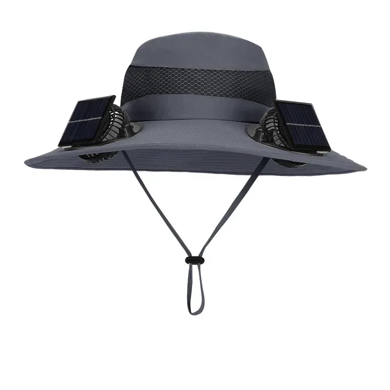 Mens Quick Dry Bucket Hat Large Size Sun Hat with Solar Powered Fan USB Rechargeable for Outdoor Hiking Camping Fishing Activity