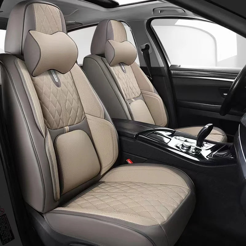 Universal Car Seat Covers Full Covered Durable Artificial Leather Seat Cushion for 90% Sedan SUV  Include Front and Rear Cover