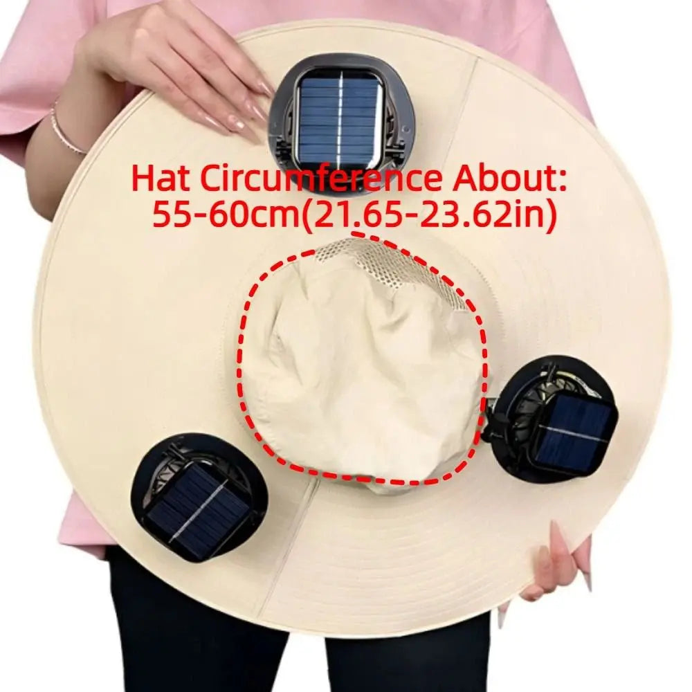 3 Fans Solar Fan Hat Breathable UV Protection Wide Brim Sun Cap Portable Lightweight Cooling Fisherman Hat Hot Weather