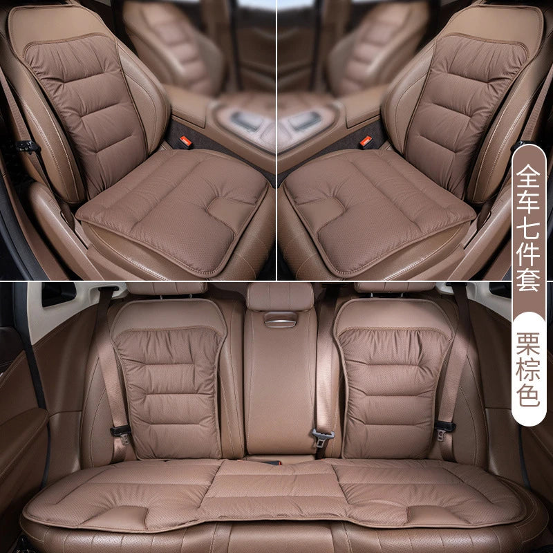 Universal Nappa Leather Rear Car Seat Cushion Seats Breathable Ventilated Comfort Seats Protection Pad Auto Accessories