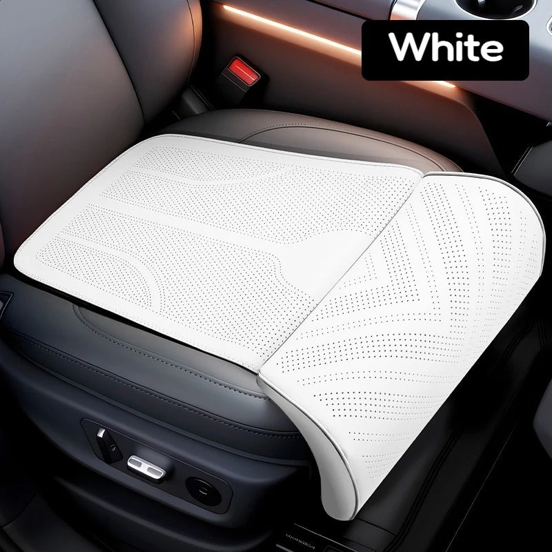 Universal Car Seat Cushion With C-Curve For Leg Support Seat Extender Breathable Perforated Leather Cover Memory Foam Seat Cover