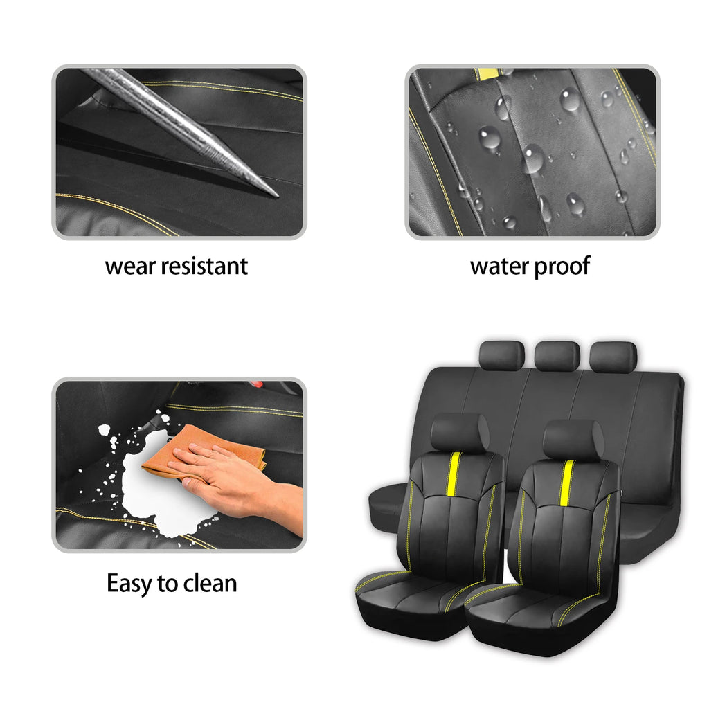 Universal PU Leather Car Seat Covers Fit For Most Car SUV Truck Van Accessories Interior Sporty Design PU Leather Seat Covers
