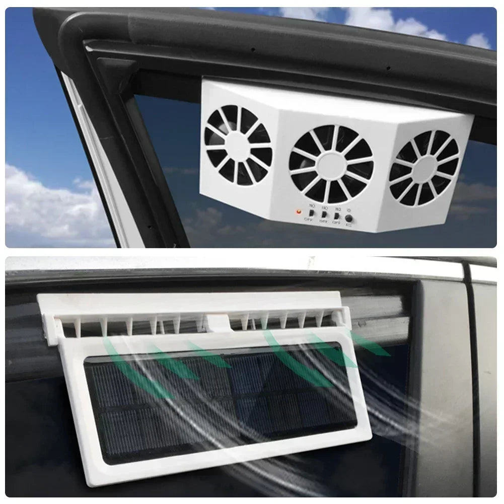 Solar Car Fan USB Rechargeable Exhaust Fan Air Circulation Cooling and Heat Dissipation High Wind Power Ventilation Fan