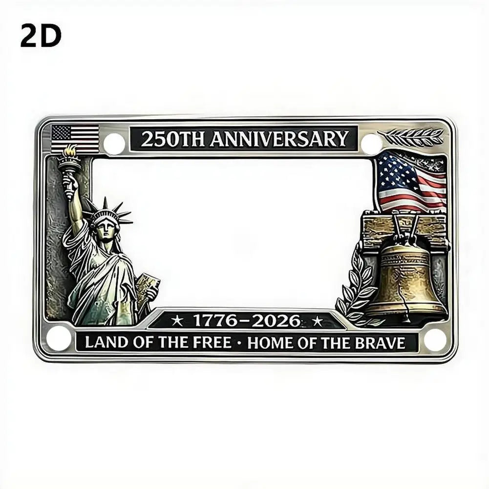 Commemorative Anniversary License Plate Frame 12x6 Inch Metal Auto Plate Holder Patriotic Collector Car Accessory