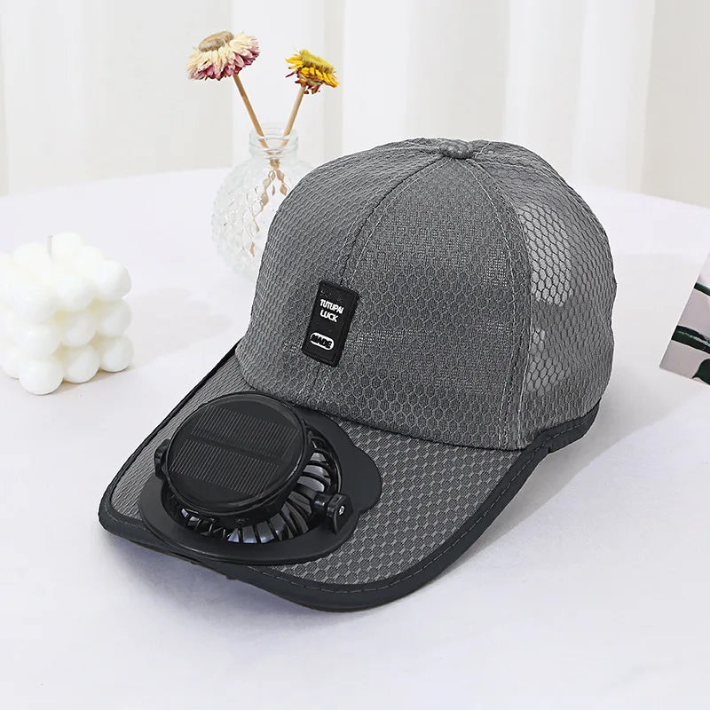 Solar Powered Fan Hat Breathable Sun Hat with Built in Cooling Fan USB Rechargeable Outdoor Baseball Cap for Hiking Beach Summer