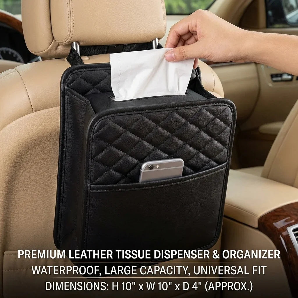 Universal Car Seat Storage Bag Leather Storage Bag Garbage Bag Storage bag Suitable for Most Car Models