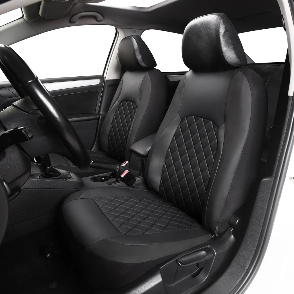 Universal Faux Leather Car Seat Covers Full Set – Includes Front Seats and Rear Bench, Fits Most SUVs and Trucks