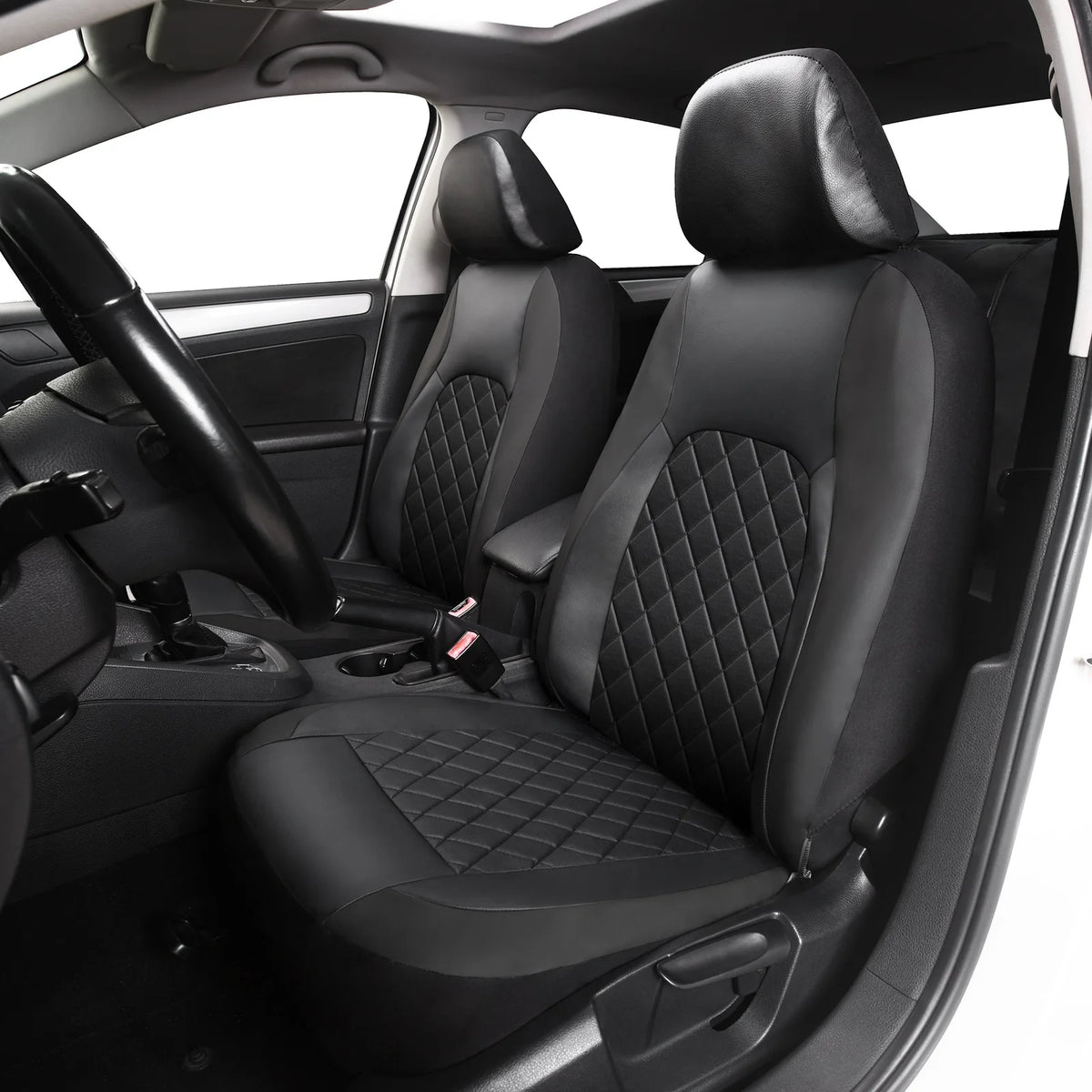 Universal Faux Leather Car Seat Covers Full Set – Includes Front Seats and Rear Bench, Fits Most SUVs and Trucks