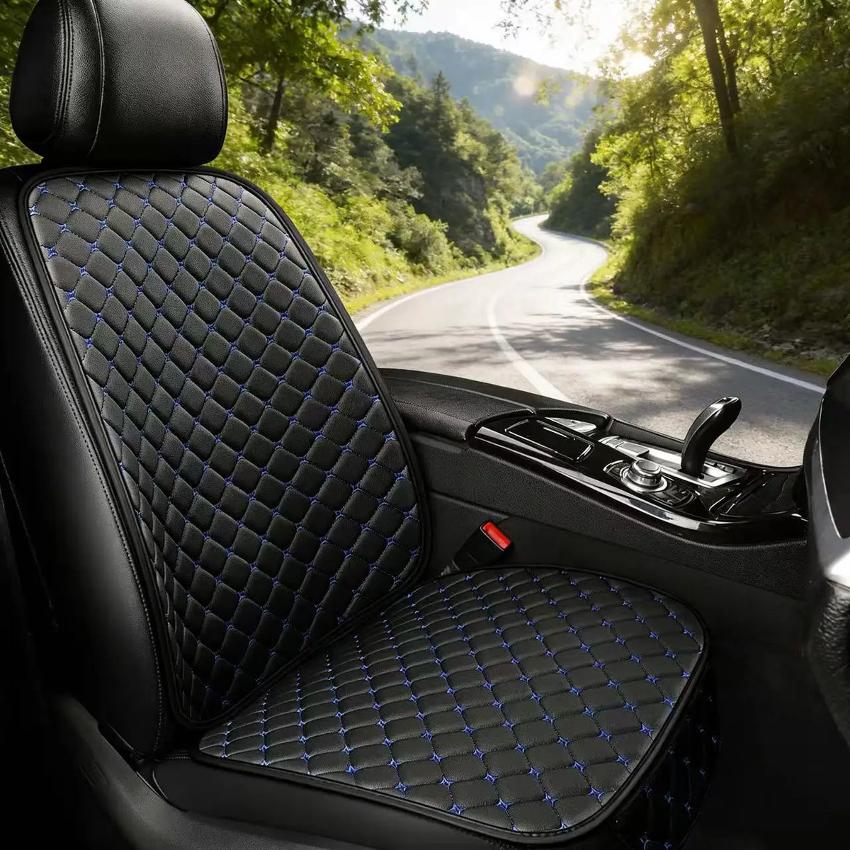 Car seat cushion leather all season universal 7-piece set, single seat anti slip, wear-resistant, no tie, portable rear five sea
