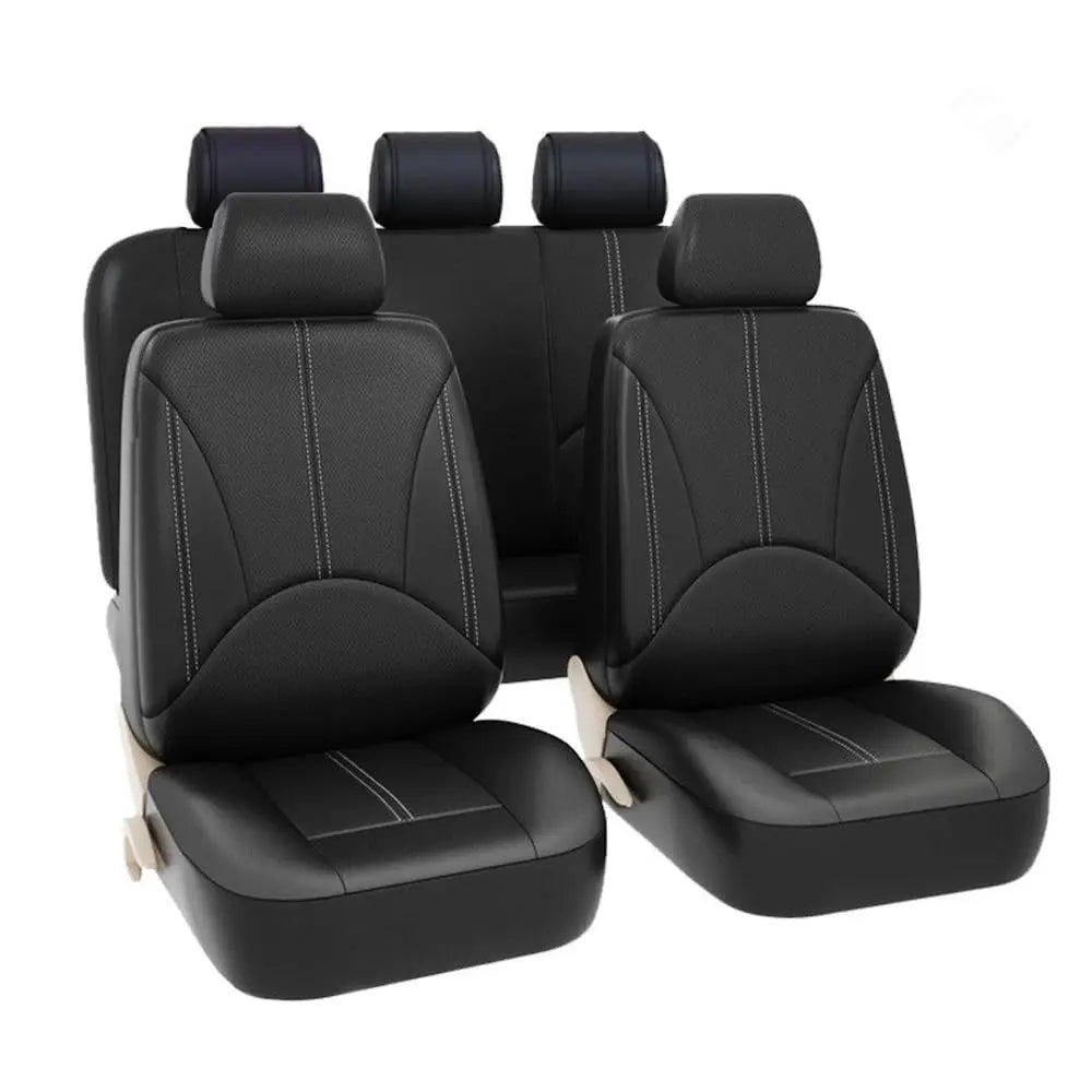 Universal Car Seat Cover With Full Protection, Pu Quilted Leather, Suitable For All Seasons, With Quilted Decorative Design