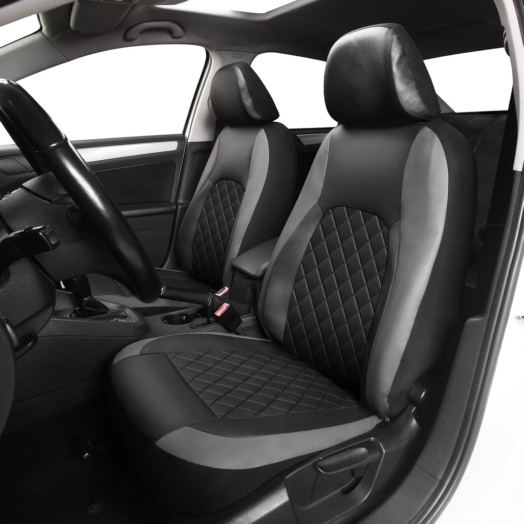 Universal Faux Leather Car Seat Covers Full Set – Includes Front Seats and Rear Bench, Fits Most SUVs and Trucks