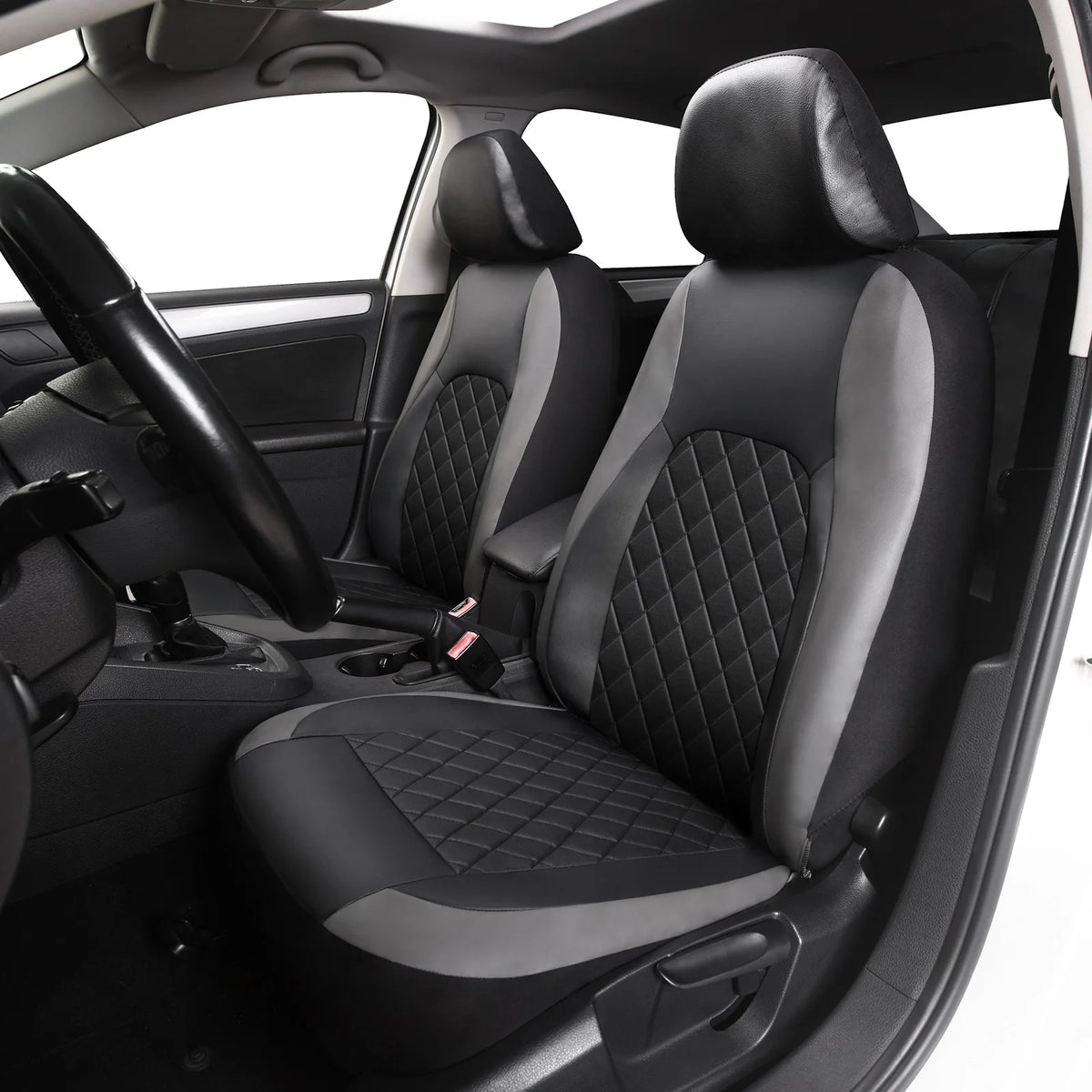 Universal Faux Leather Car Seat Covers Full Set – Includes Front Seats and Rear Bench, Fits Most SUVs and Trucks